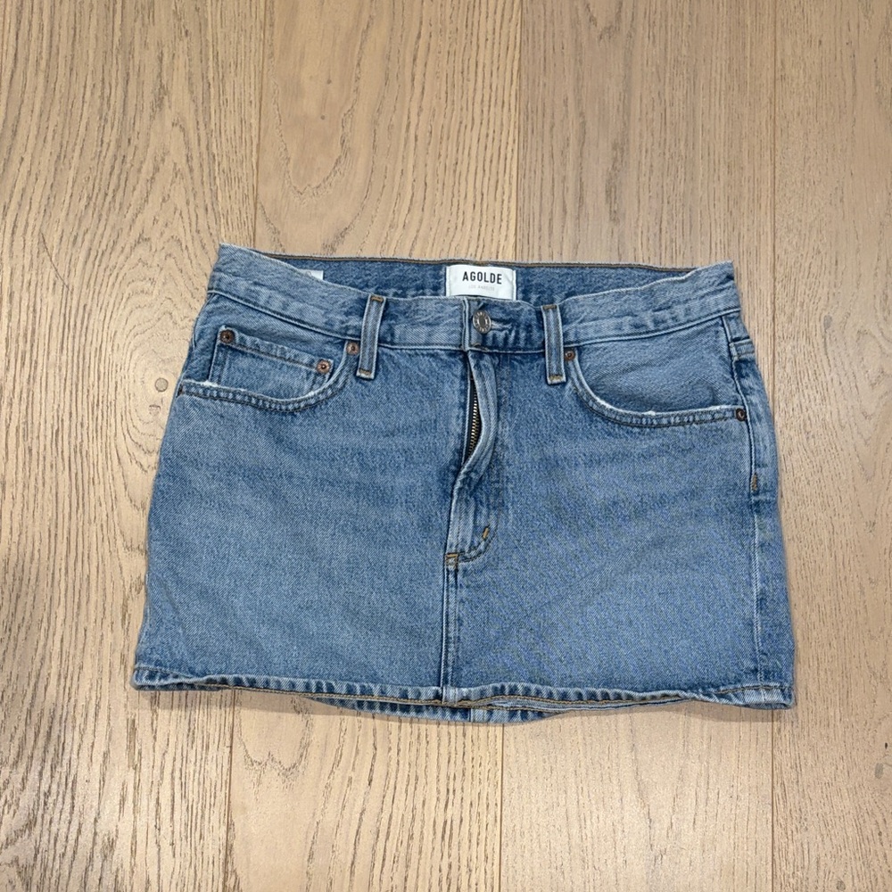 Agolde Light Blue Denim Mini Skirt